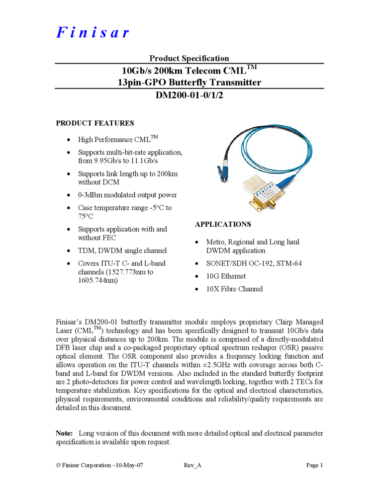 1528nm-1605nm, 20mW, CML