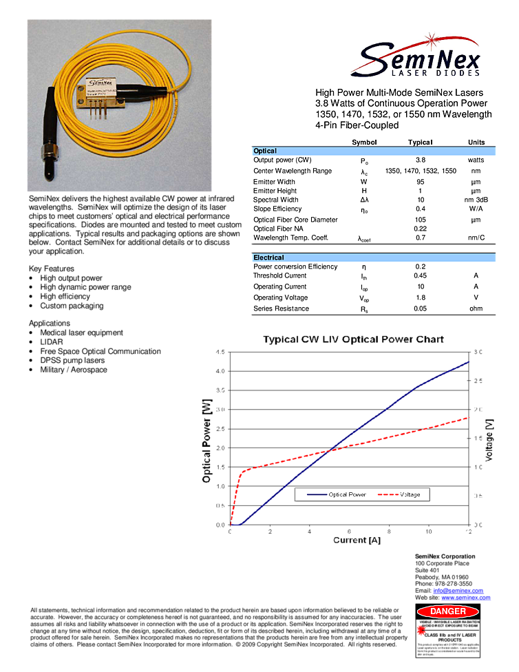 1350nm, 3.8Watt diode laser