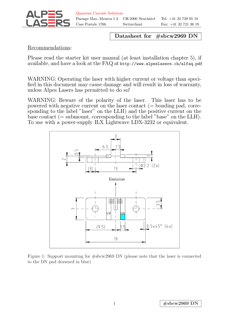 8333nm-8032nm, 275mW QCL