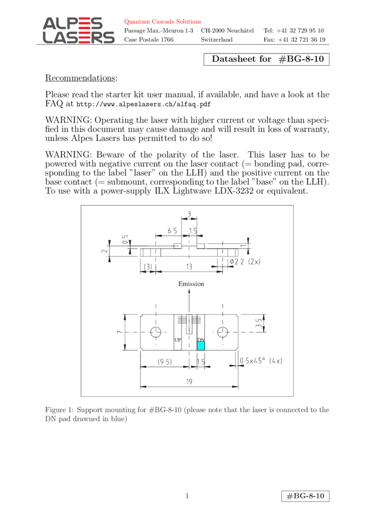 10050nm-8097nm, 12mW QCL