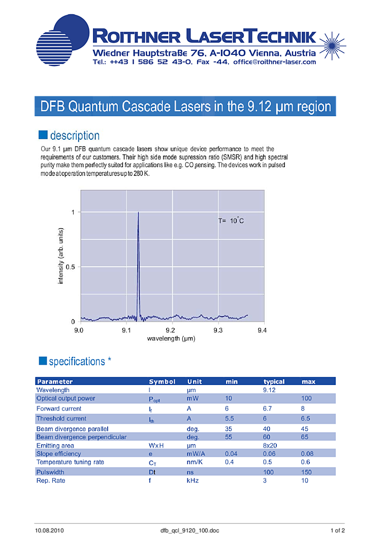 QCL  |  9120nm, DFB Laser