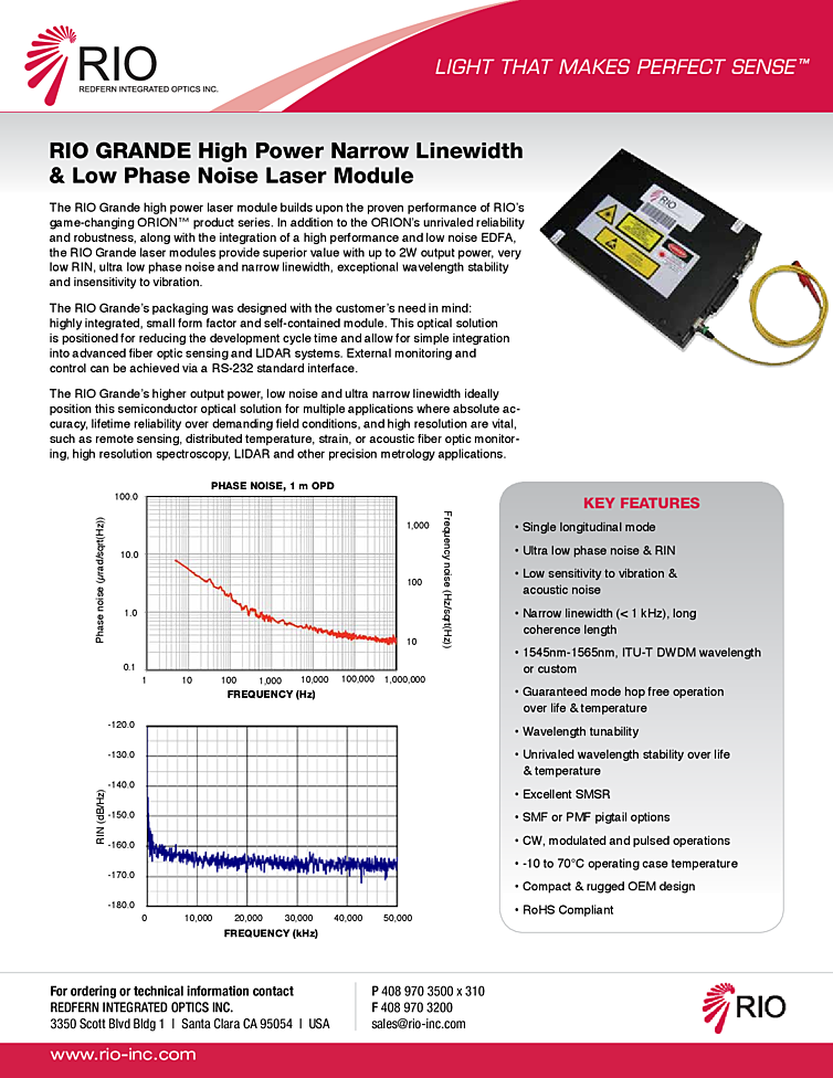 1550nm Range, Narrow Linewidth