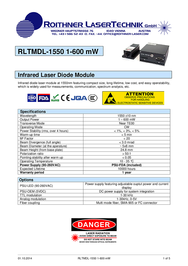 1550nm Infrared Laser Module