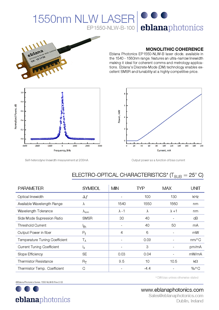1560nm Narrow Linewidth Laser