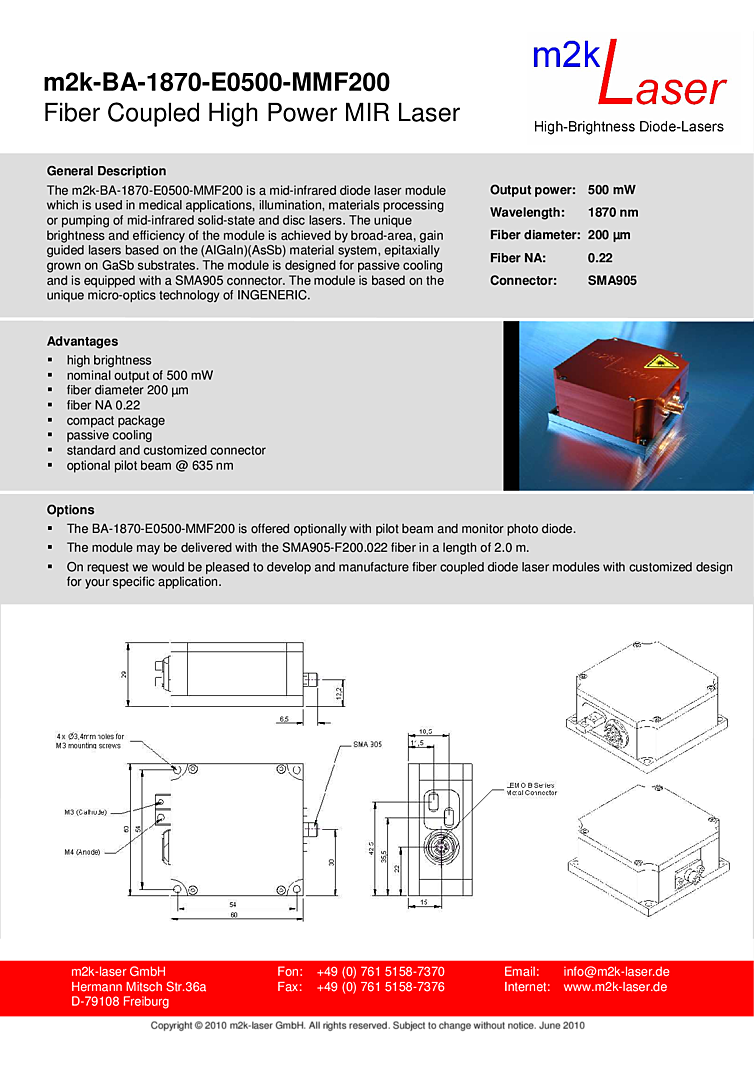 1870nm mid-infrared diode laser