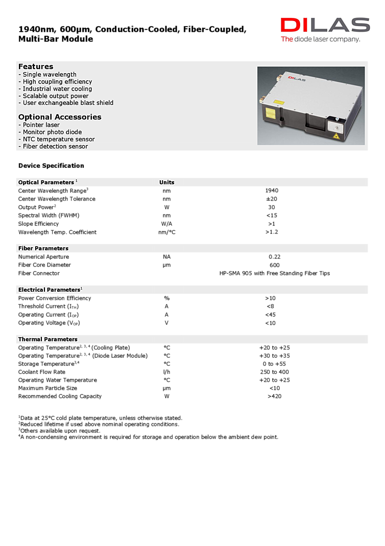 1940nm, Multi-Bar Laser Module
