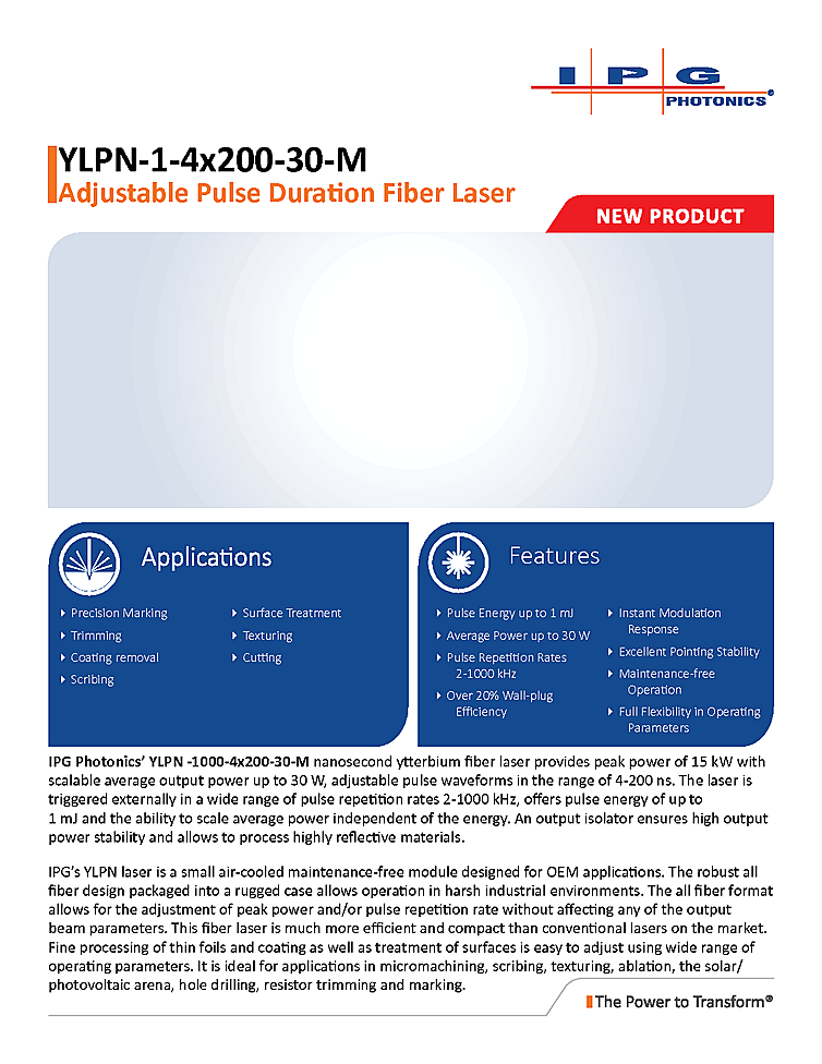 Fiber Laser, Nanosecond, 1064nm, 1mJ