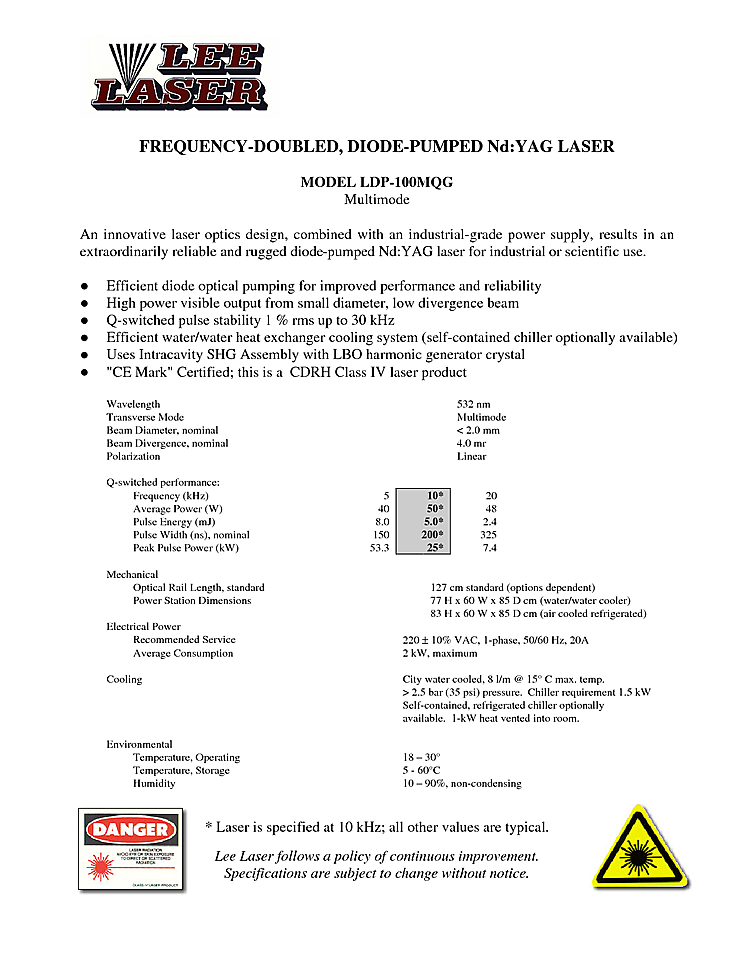Nd:YAG Laser, Nanosecond, 1064nm, 5mJ