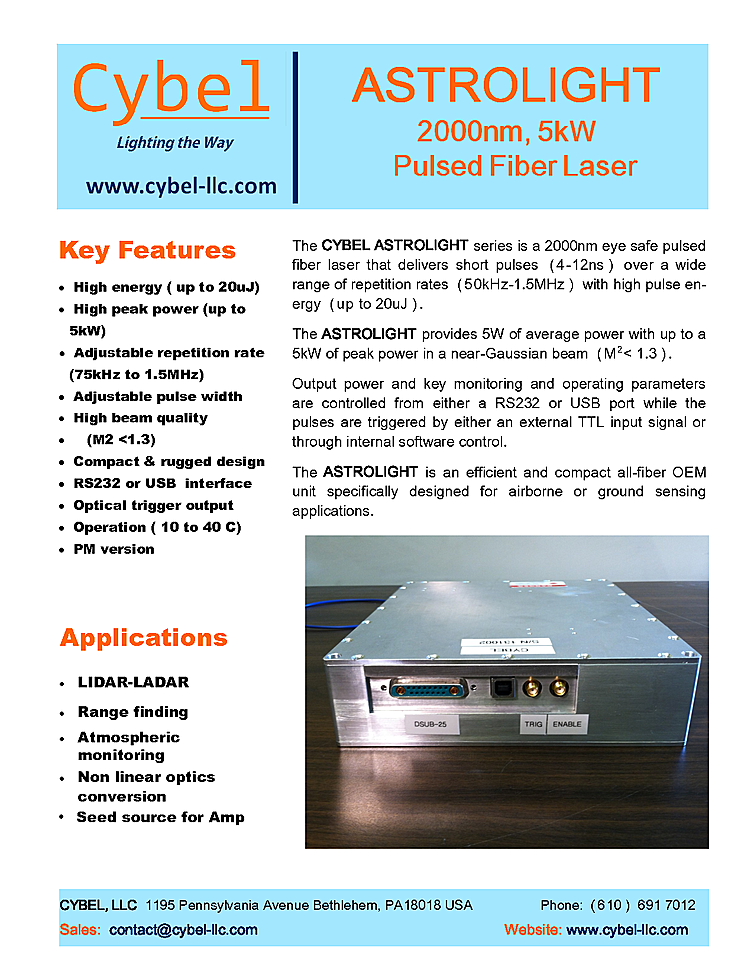 Fiber Laser Nanosecond, 1950nm, 20µJ