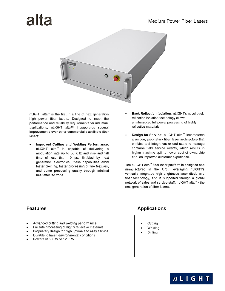 Fiber Laser, CW, 1080nm, 700W