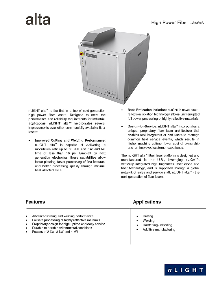 Fiber Laser, CW, 1080nm, 2000W