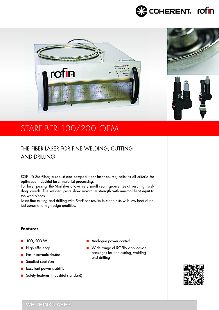Fiber Laser CW, 1070nm, 200 Watts