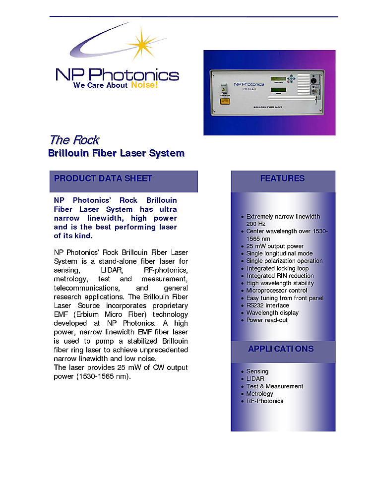 Fiber Laser, CW, 1530nm-1565nm, 25mW