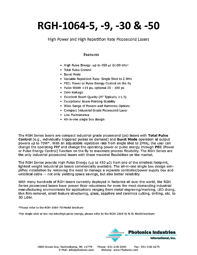 Picosecond Laser, 1064nm, 450µJ