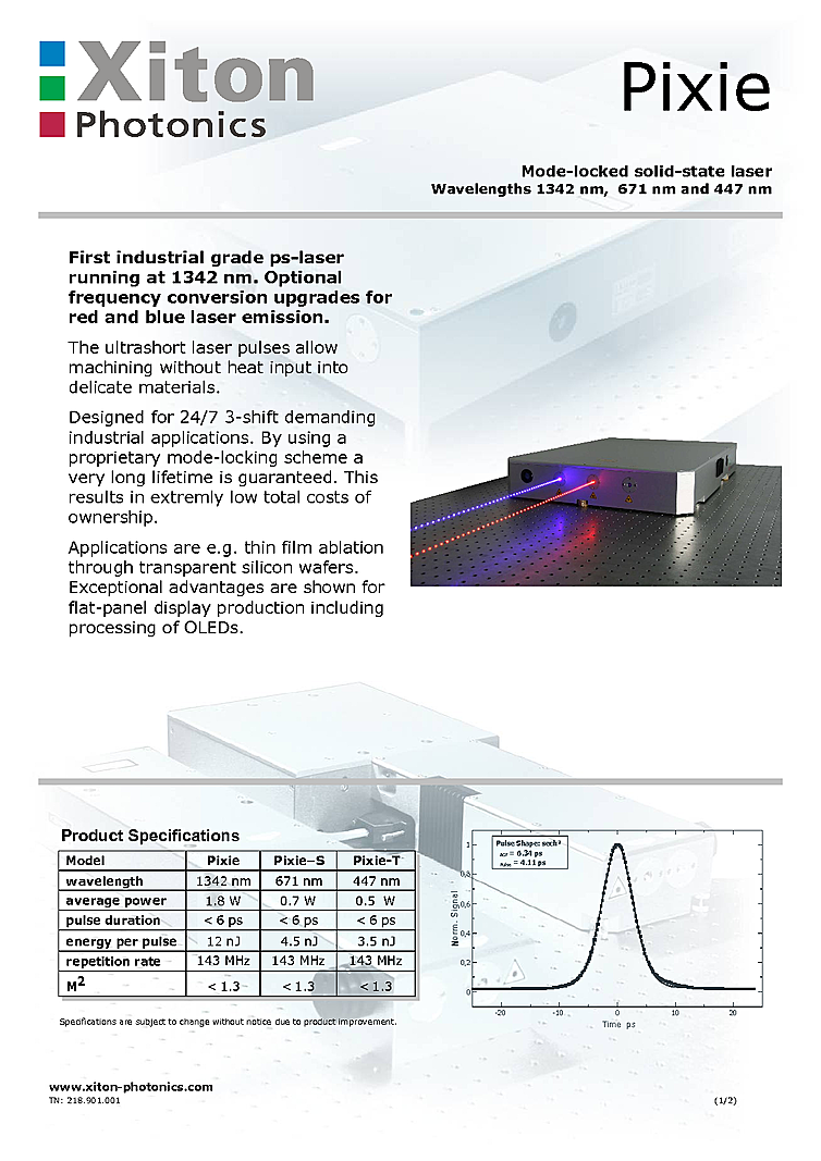 Picosecond Laser 1342nm, 12nJ
