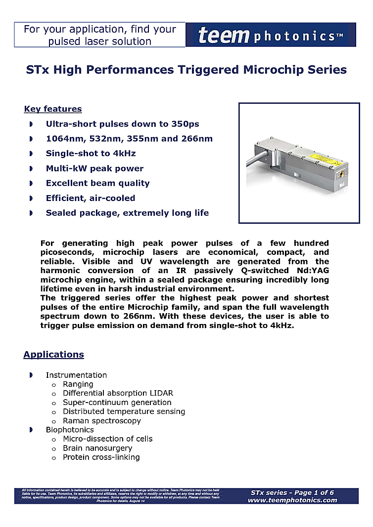 1064 nm Nd:YAG Picosecond Laser, 7µJ