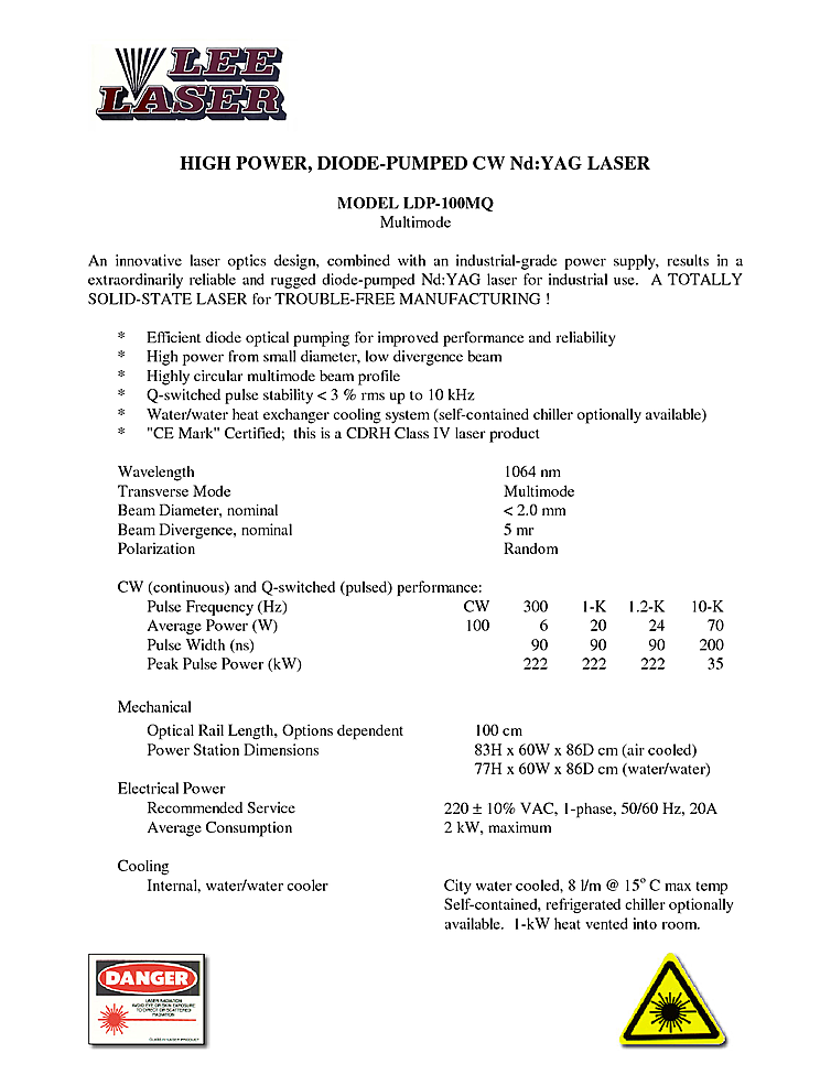 1064nm Nd:YAG Laser, Nanosecond, 70W