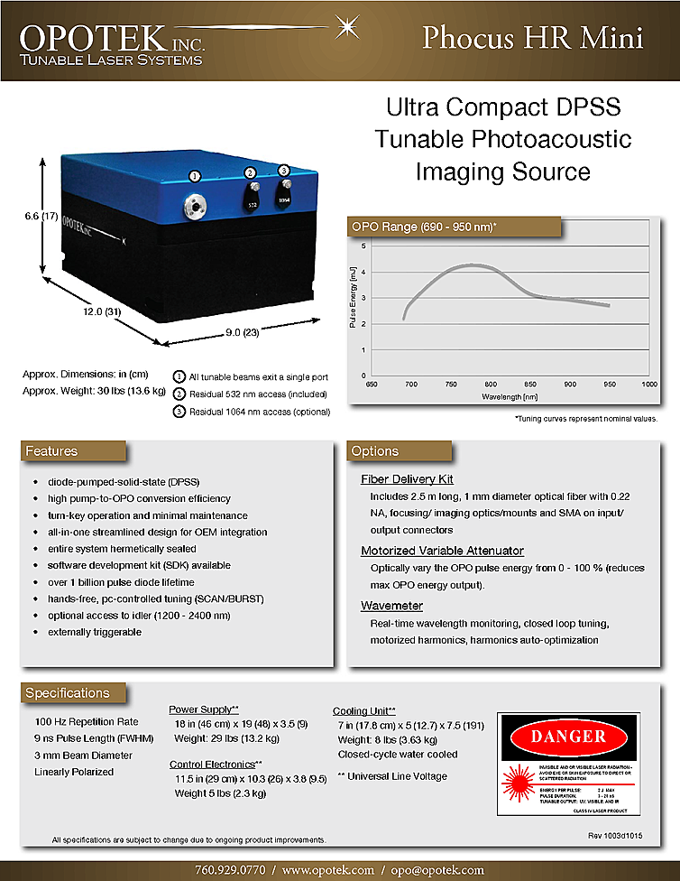 Nanosecond Laser, 690nm-950nm, 4mJ