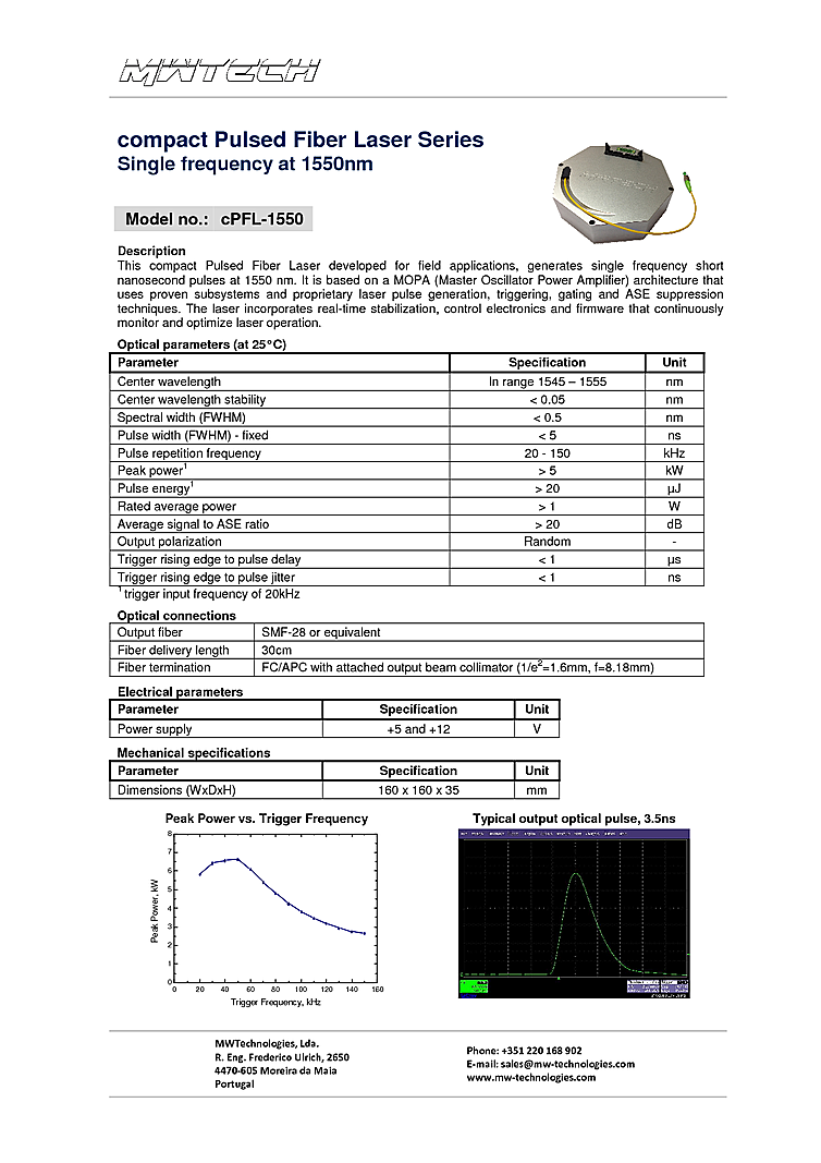 1550 nm Fiber Laser, 20µJ