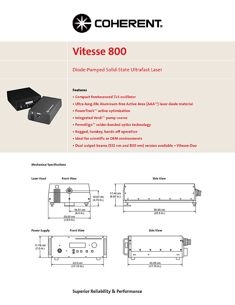 Femtosecond Laser 800nm, 750mW
