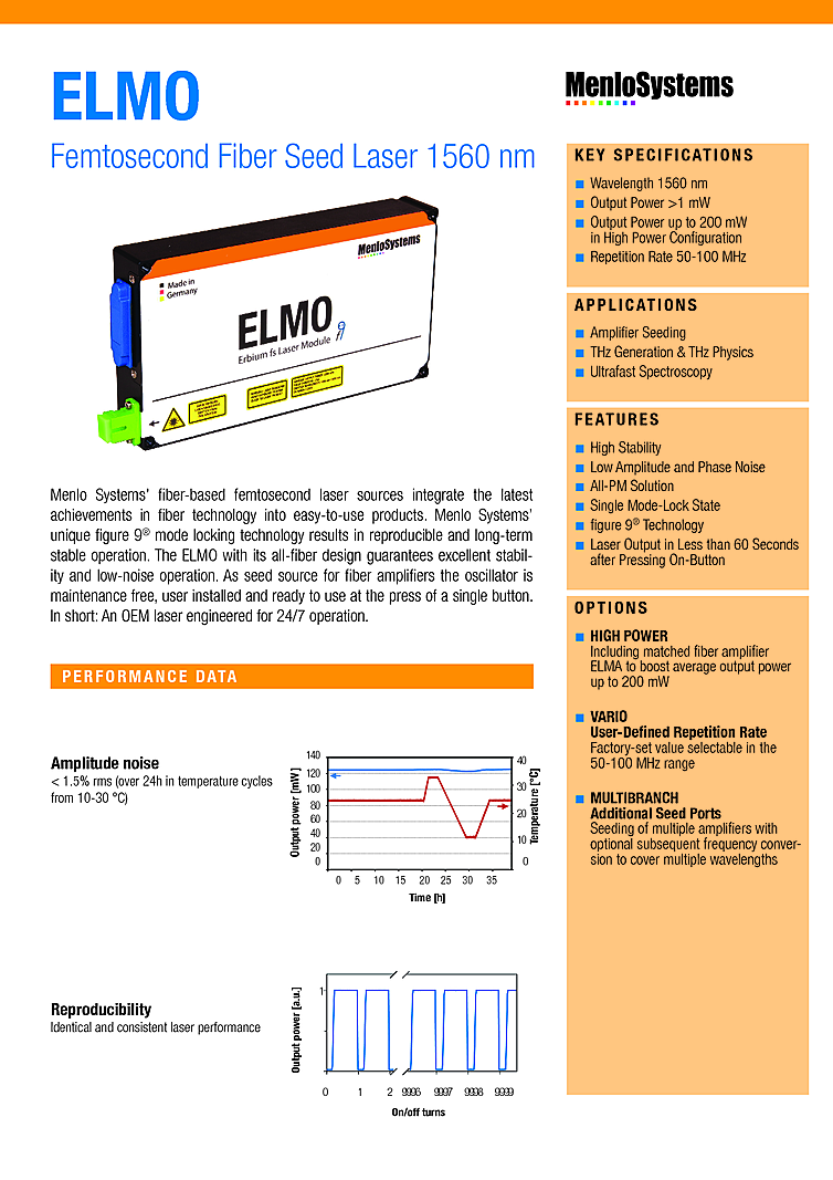 Fiber Laser, Femtosecond, 1560nm, 1nJ