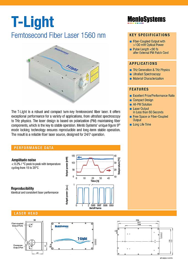 Fiber Laser, Femtosecond, 1560nm, 120mW