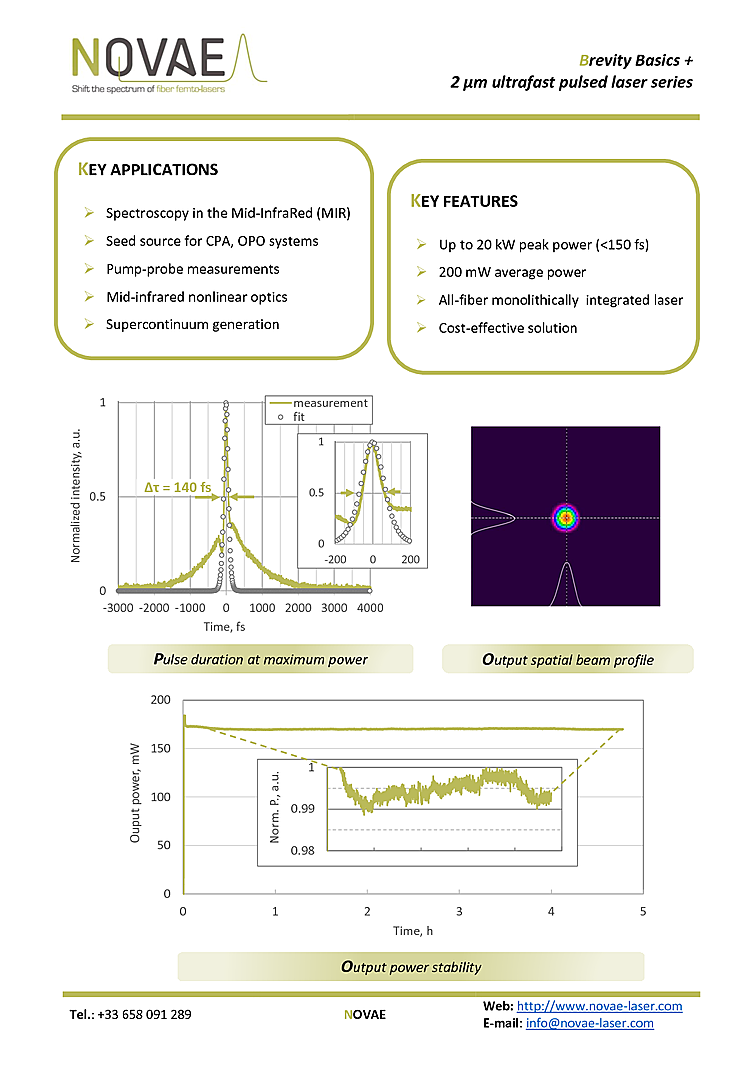 Fiber Laser, Femtosecond, 2000nm, 200mW