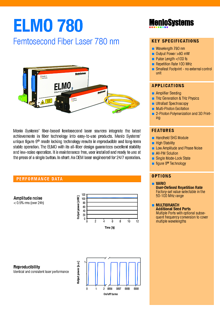Fiber Femtosecond Laser, 780nm, 1nJ
