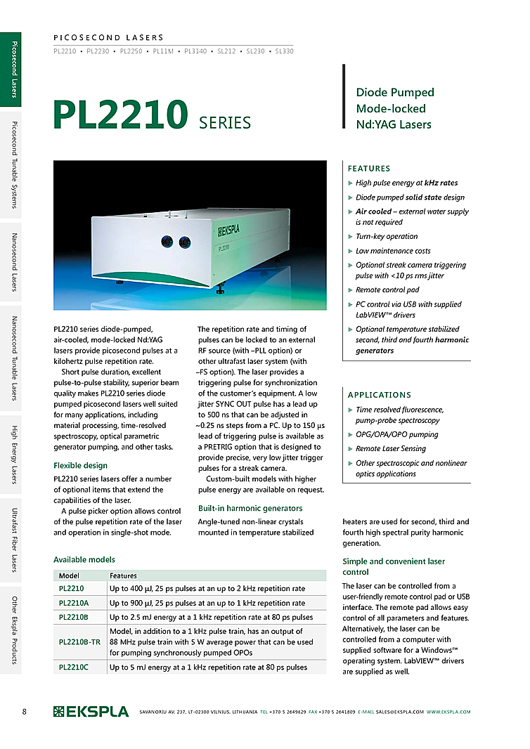 Nd:YAG Laser Picosecond, 1064nm, 400µJ