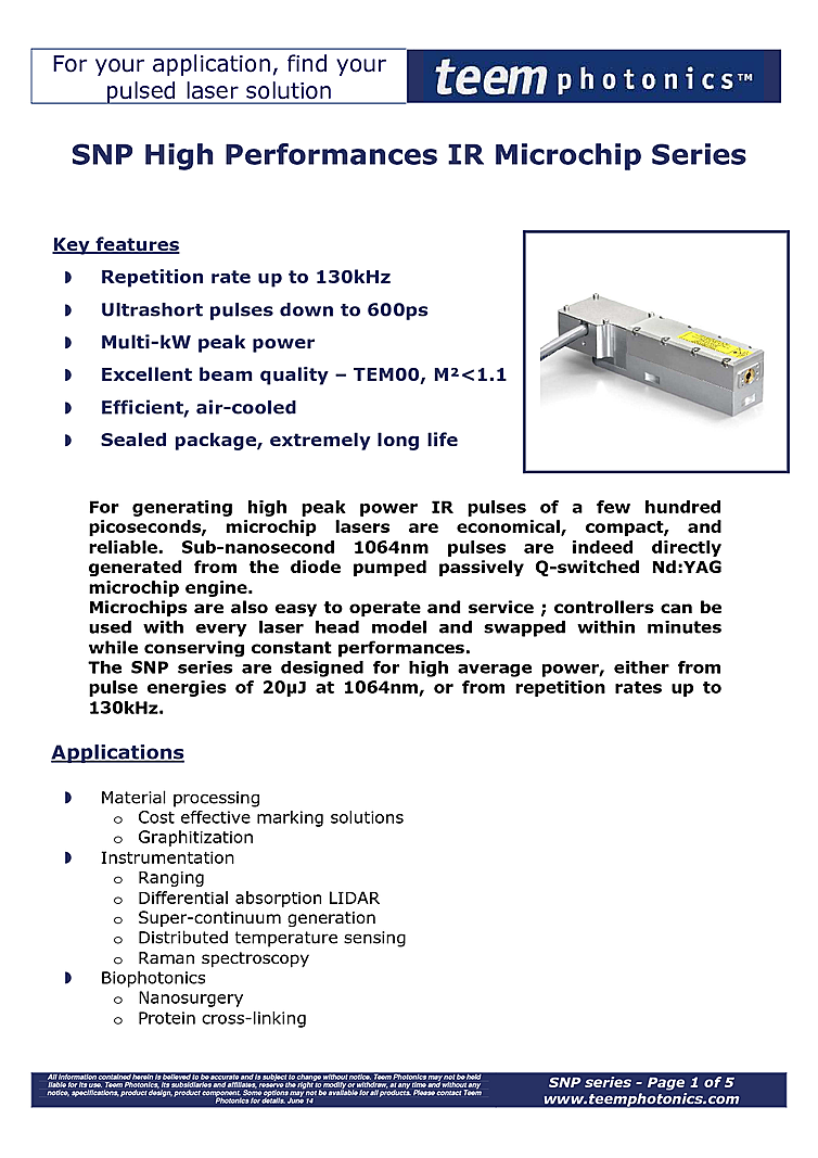 1064nm Q-Switched Laser, Picosecond, 18µJ