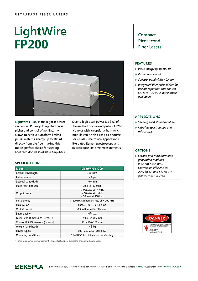 Fiber Laser Picosecond, 1064nm, 100nJ