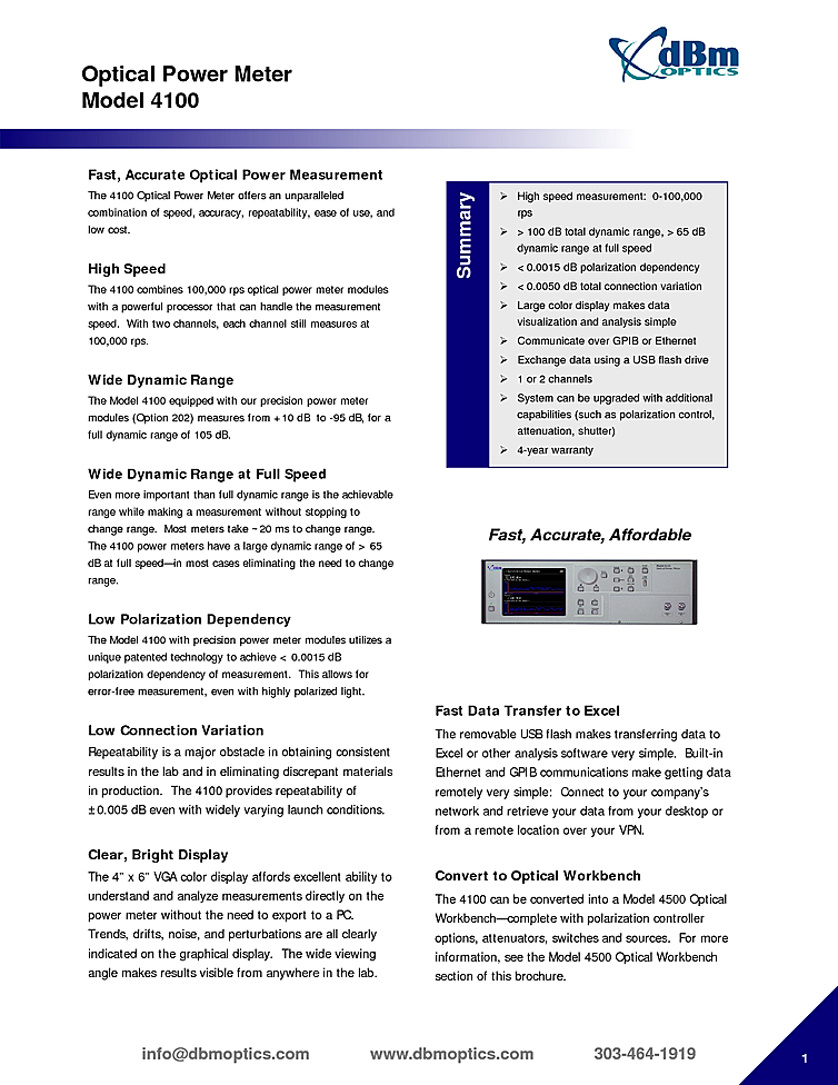 Optical Power Meter for Telecommunications