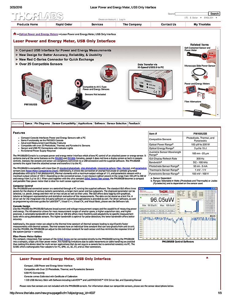 Optical Power Meter, Computer Interface