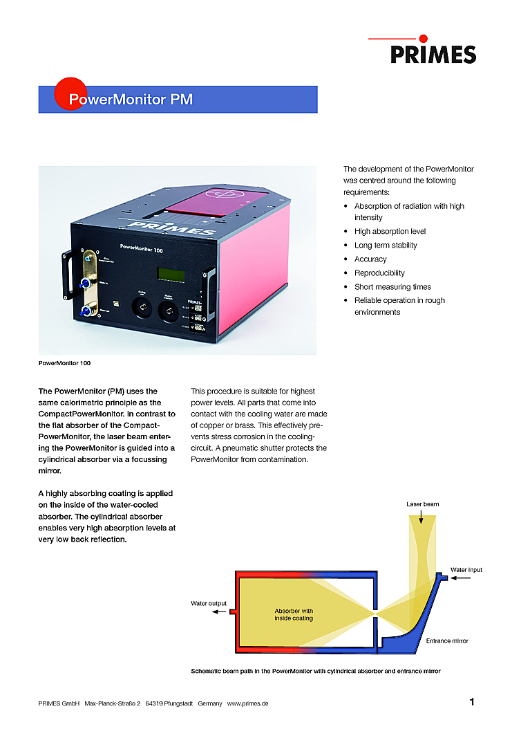 Optical Power Sensor, 300W-8kW