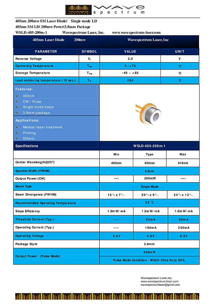405nm Blue Laser  Diode | 200mW