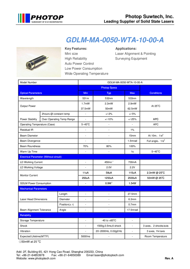 532nm Laser Diode | 50mW