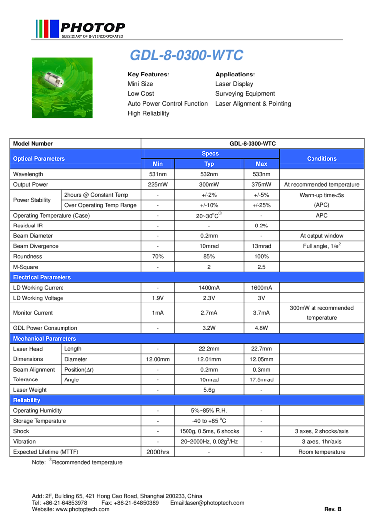 532nm Laser Diode | 300mW