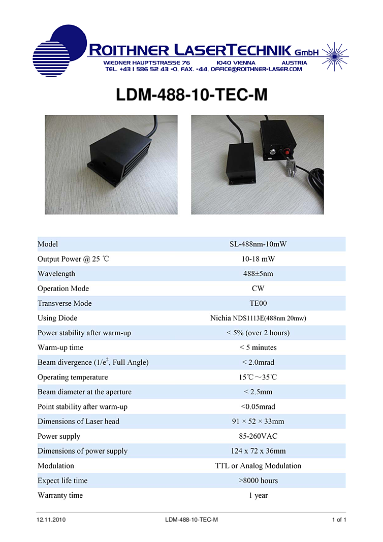 488nm OEM Turnkey Laser Module
