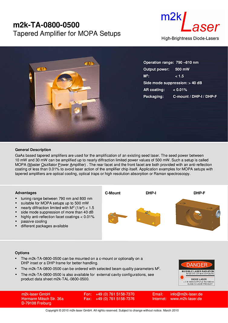 1000mW Laser Module, 790nm, 810nm