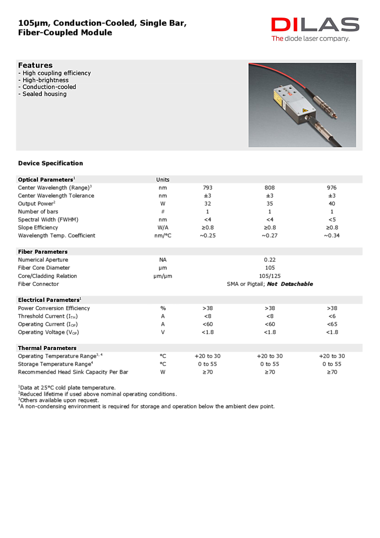 792nm, 32Watts, 105µm fiber core