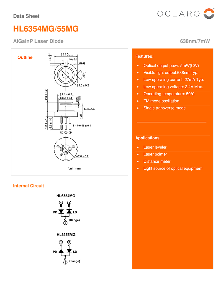 Laser Diode | 638nm 7mW