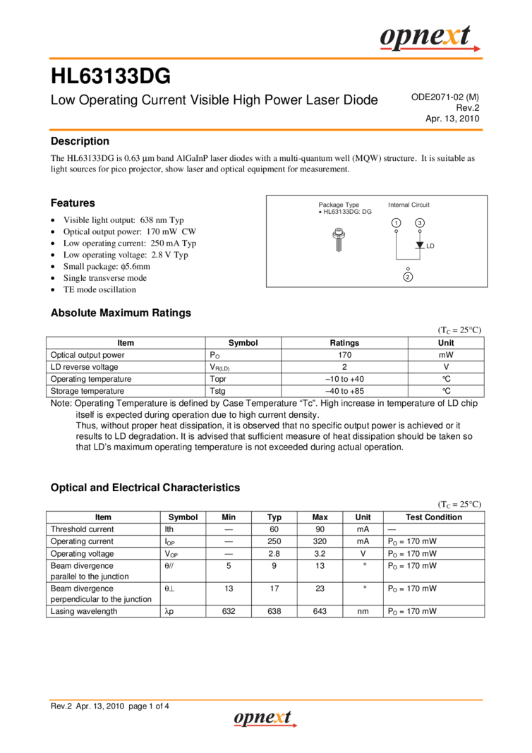 170mW Diode Laser | 638nm