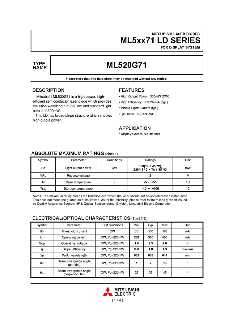 300mW Laser Diode | 638nm