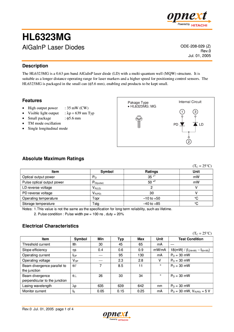 639nm Opnext Laser Diode