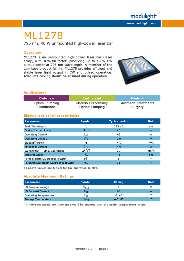 795nm, 40W Laser Diode