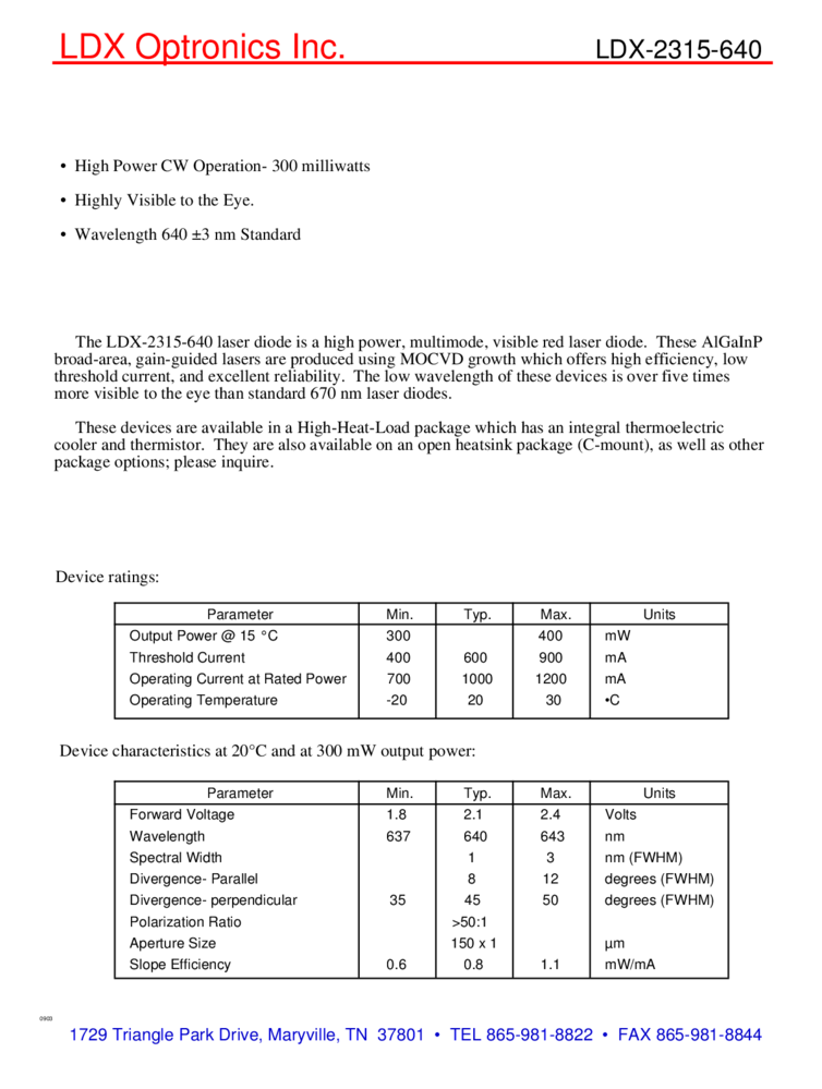 High Power Red Laser | 640nm 300mW