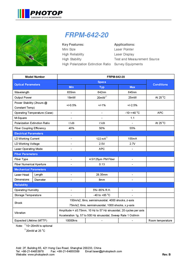 642nm Laser Diode | 20mW