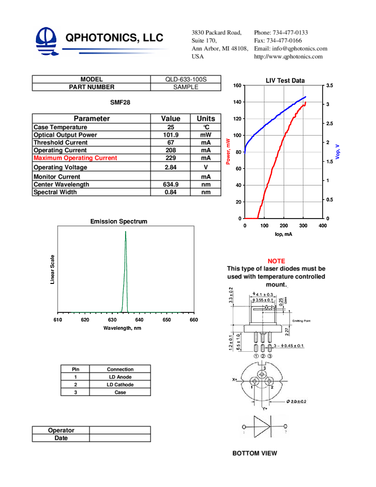 Laser Diode, 633nm