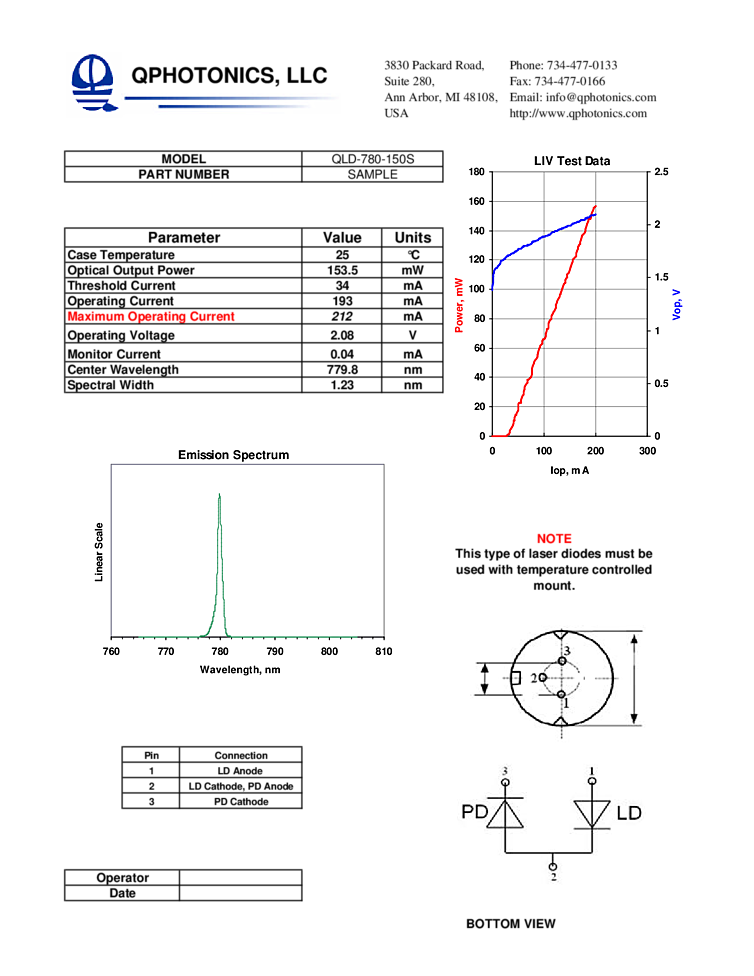 Laser Diode, 780nm