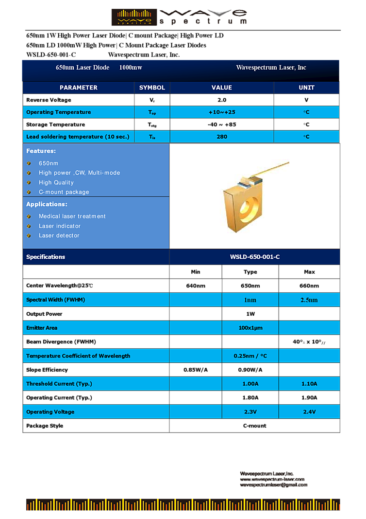 Semiconductor Laser | 650nm |1W